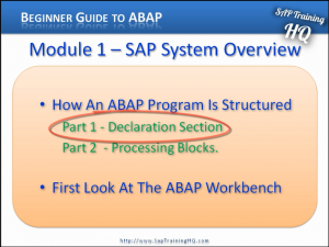 Declaration Section of an ABAP Program