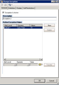 SAP BW - Change Exception