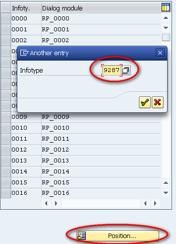 Click On 'Position' Button And Enter The Name Of Your Infotype Click On 'Position' Button And Enter The Name Of Your Infotype