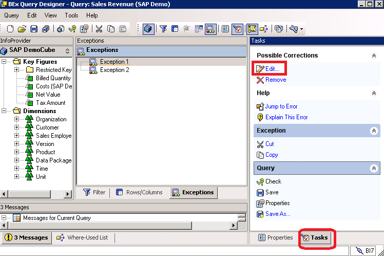 How To Create Exceptions In The SAP BW Query Designer